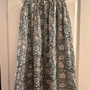 Marea Floral Midi Skirt in Blue and White